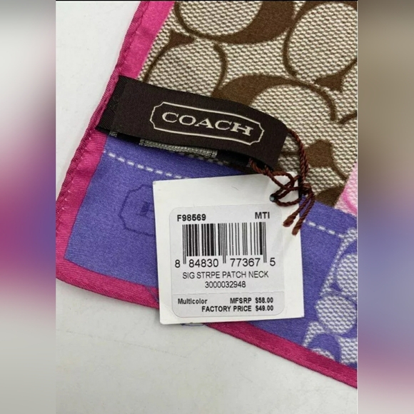NEW Coach Designer Women's Signature C Multi-Color Bandana Scarf Wrap NWT - Picture 7 of 9